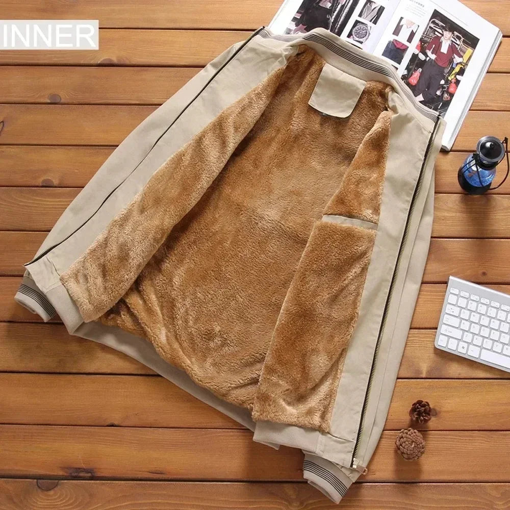 Man's Fleece Workwear Coat Autumn Winter Casual Trend Fashion Warm Thickened Cold-proof Large Size Zipper Padded Baseball Jacket