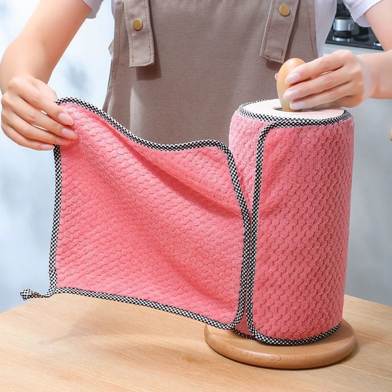 Kitchen Daily Dish Towel Cloth Kitchen Rag Non-Stick Oil Thickened Table Cleaning Cloth Double-Layer Absorbent Microfiber Tools