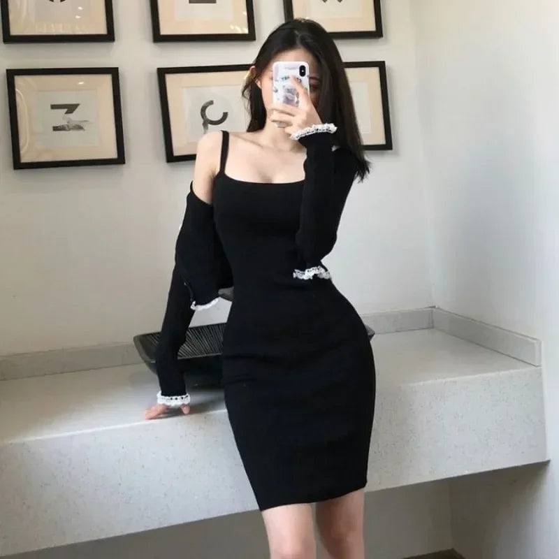 Midi Women's Two Piece Set Long Sleeve Crochet Skirt Sexy Female Outfits Knit Party Summer Fashion 2025 Jacket Co Ord Vacation