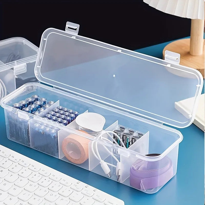 Cable Organizer Box - Small Transposable Desktop Box with Dividers for Chargers, USB Cables, U Disk, and Other Small Items