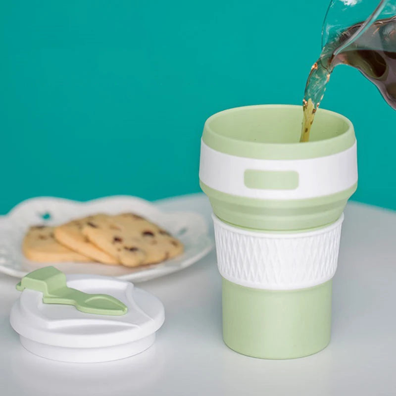 Silicone Folding Water Cup Portable Travel Sports Cup Outdoor Camping Portable Folding Coffee Cup Accompanying Water Cup