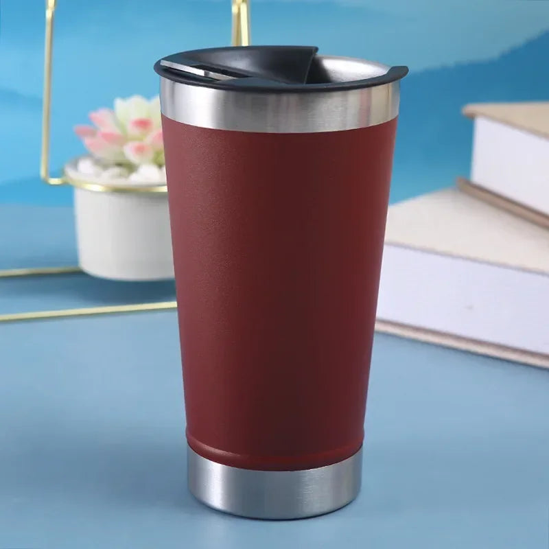 Thermal Cup with Lid and Opener 473ml Copo Térmico Com Tampa Cold Beer Thermos Insulated Water Bottle Keeps Cold