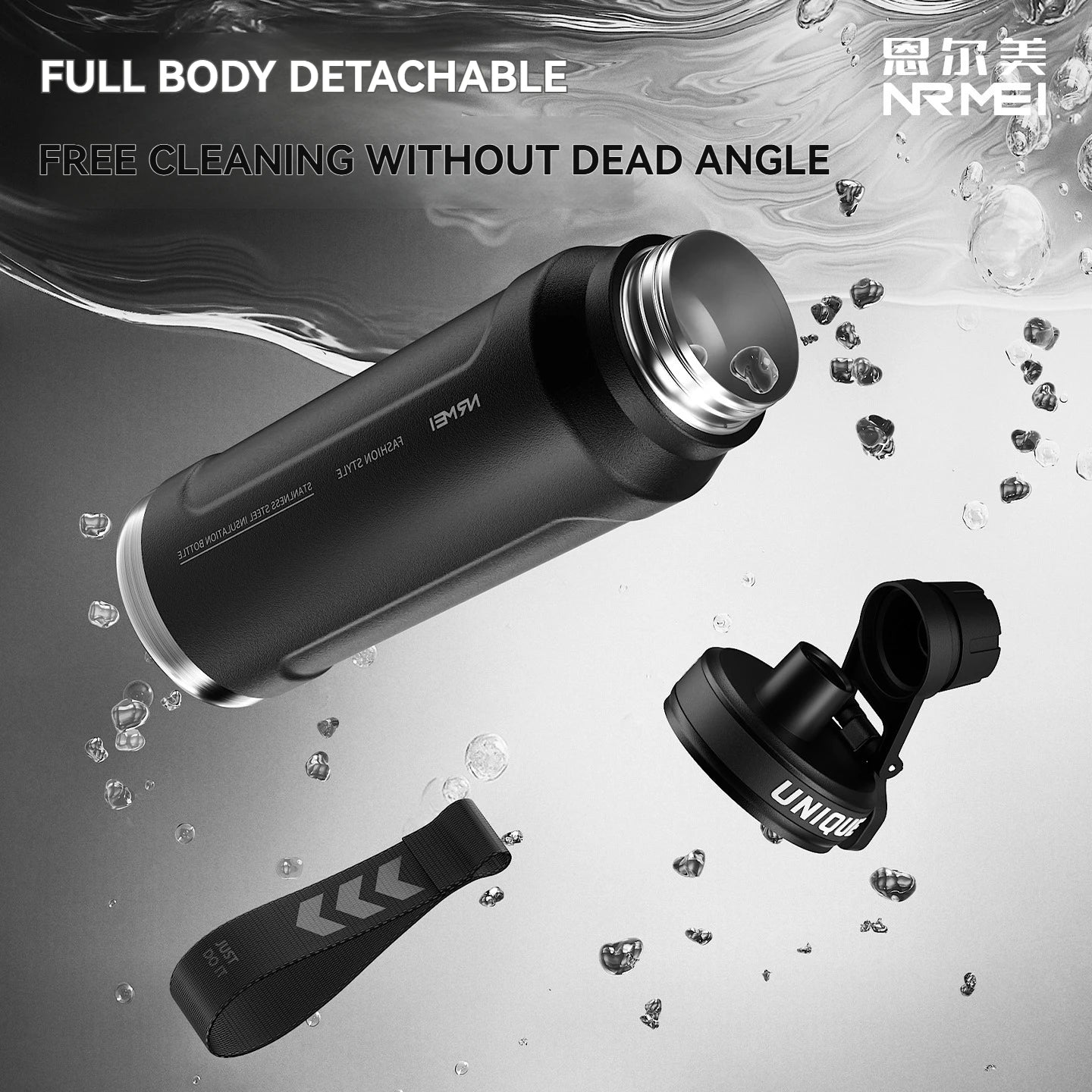 1L Insulated Stainless Steel Bottle Thermos Water Cup Qutdoor Sports with Handle Vacuum Double Wall Flasks
