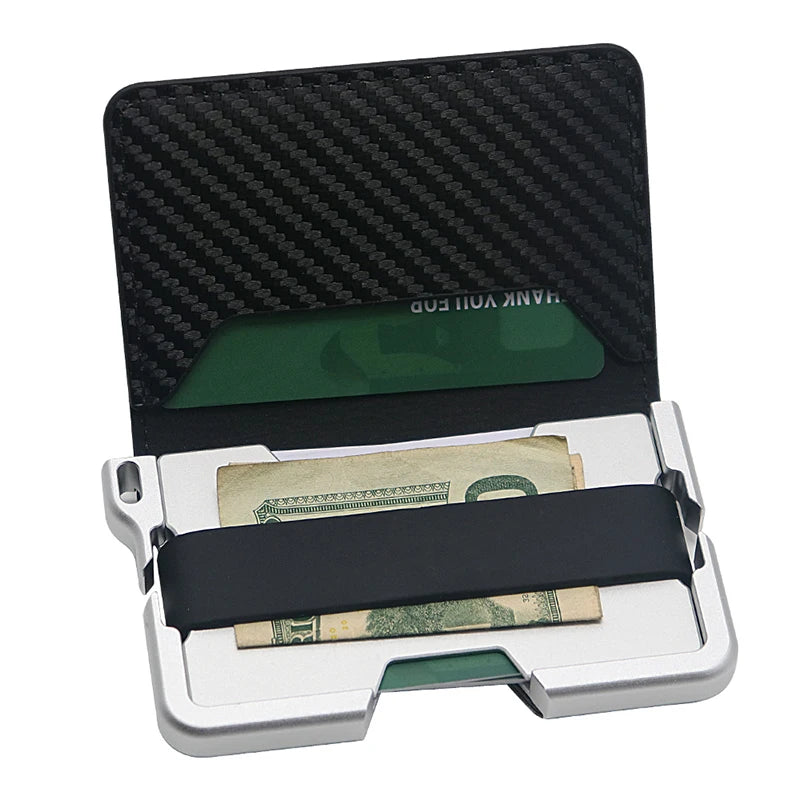 Wallet for Men - Slim Mens Wallet Bifold Wallets Aluminum Credit Card Passport Holder Mens Wallet, RFID Blocking Money Clip Thin