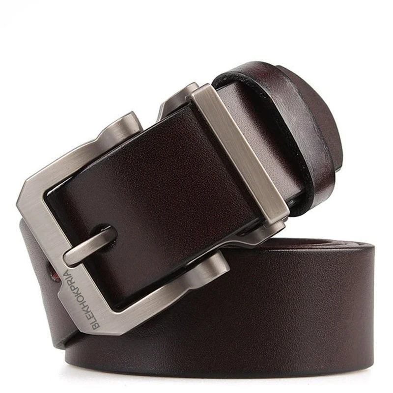 Man Belts Genuine Leather Men's High Quality Waist Straps Belts with Alloy Pin Buckle Famous Luxury Brand Design Belt for Jeans