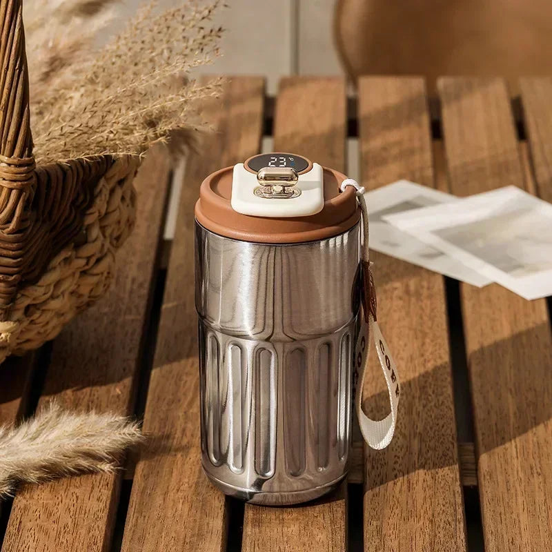 Smart Travel Coffee Mug 450ML High-Quality Stainless Steel Portable Design Vacuum Insulated Work School Camping Trip Beverage