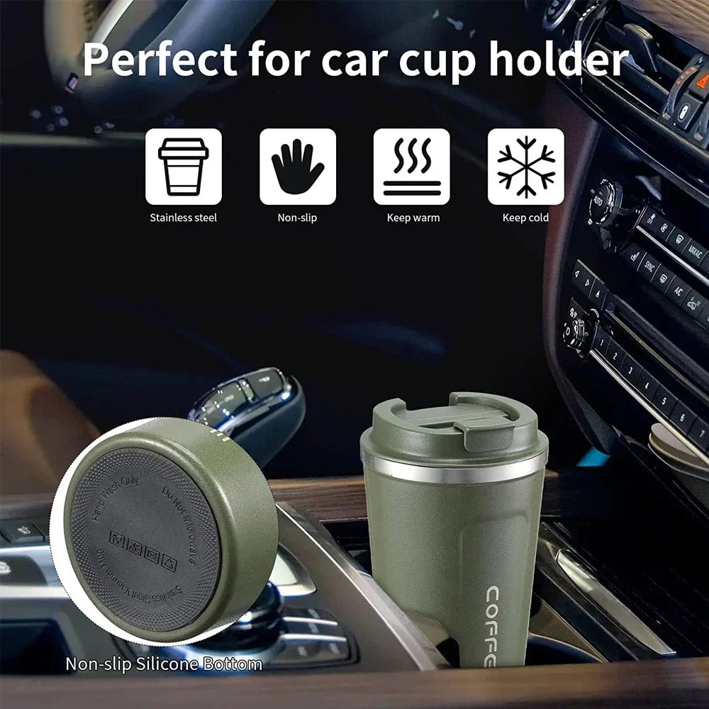 380ML/510ML Vacuum Flasks Travel Coffee Mug Stainless Steel Thermal Mug Leakproof Tea Coffee Cup Car Portable Insulated Bottles