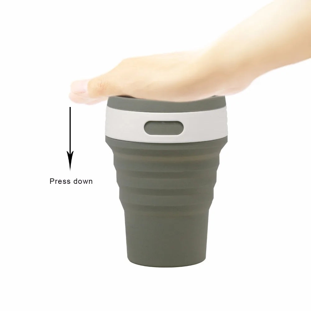 350ml Coffee Mugs Travel Collapsible Silicone Cup Folding Water Cups BPA FREE Food Grade Flask Insulated Travel Insulated Bottle