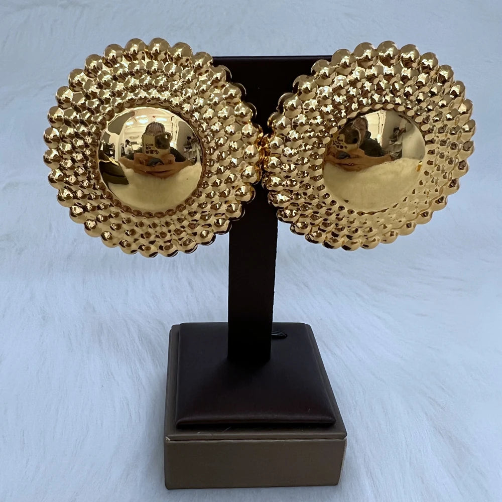 Dubai Jewelry Set for Women Round Beads Pendant Necklace and Earrings Gold Plated Jewelry for Weddings Bride Accessory Gift