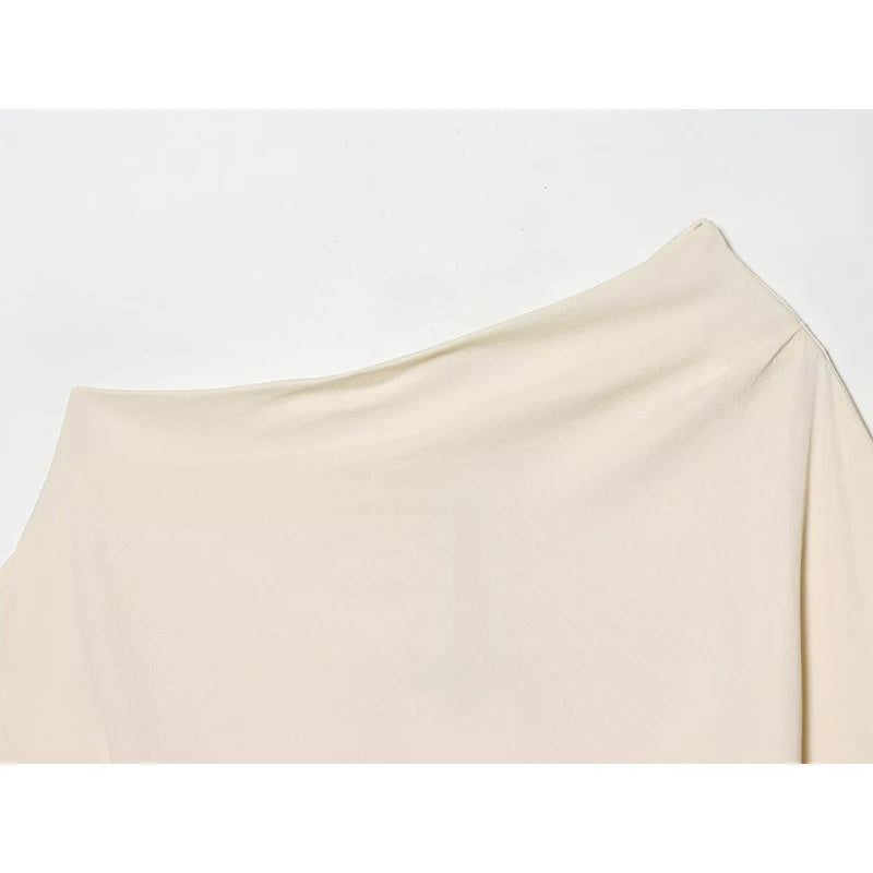 Women's Tops Spring Summer Fashion Asymmetric Hem Pleated Tops Casual Female Chic Tops