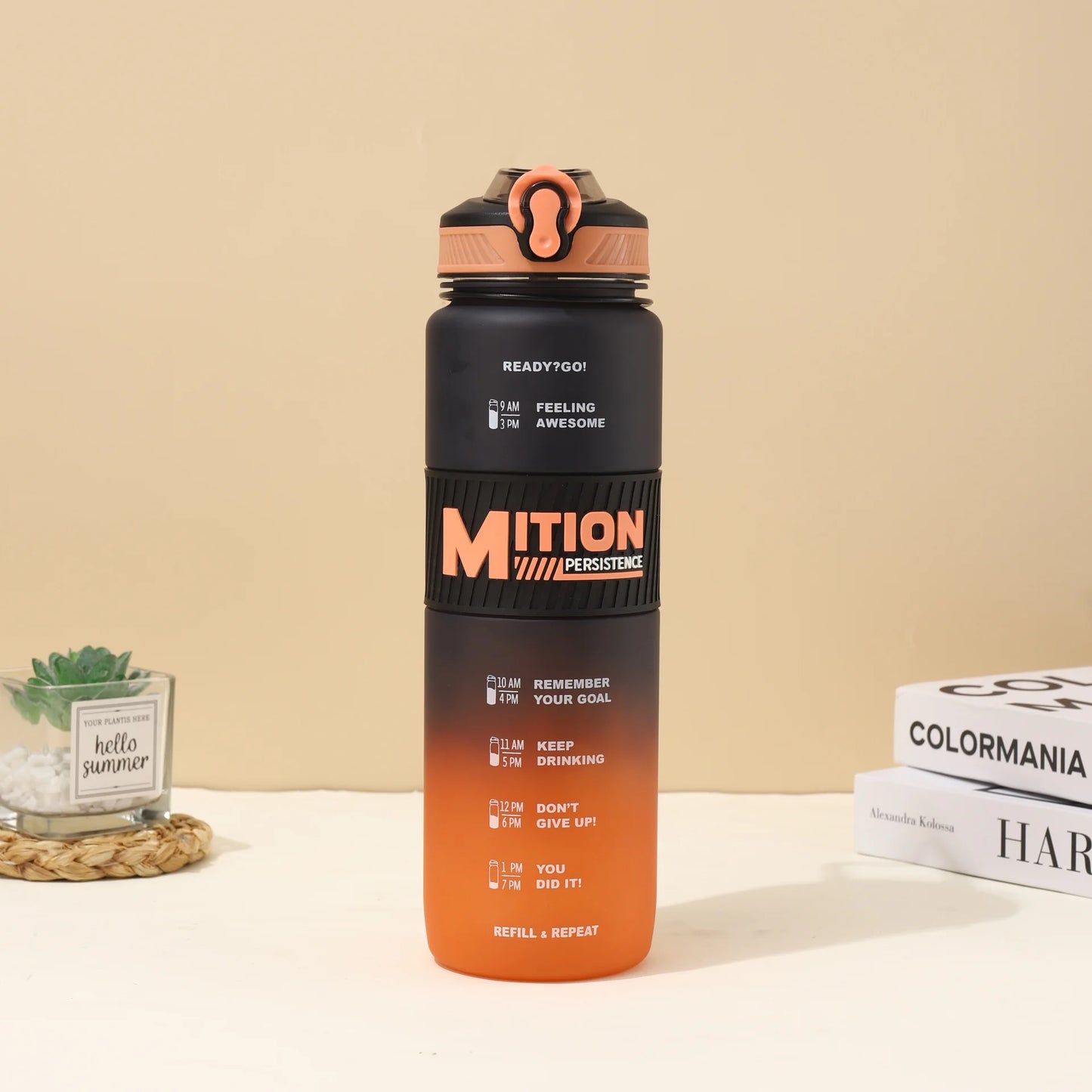 1 Pc Large Capacity Water Bottle - Multiple Styles, Straw Water Bottle for Students, Stylish, Portable for Outdoors, H