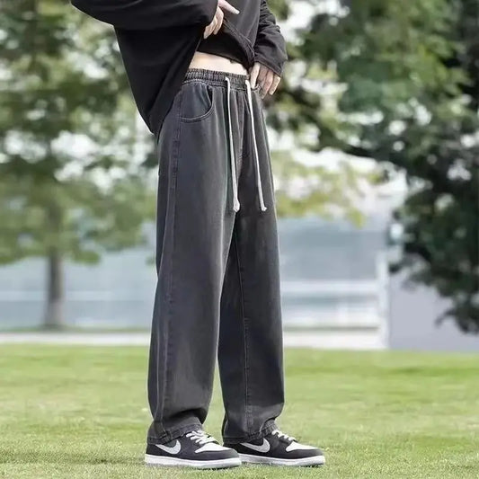 Men's Jeans American Loose Wide-leg Loose Straight Casual Trousers Street Hip-hop Baggy Jeans Black Grey Blue Streetwear Men