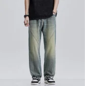 Men's Jeans American Loose Wide-leg Loose Straight Casual Trousers Street Hip-hop Baggy Jeans Blue Streetwear Men