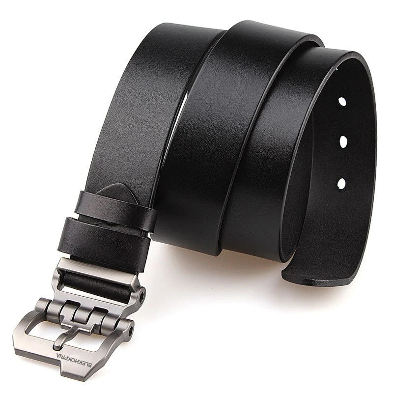 Man Belts Genuine Leather Men's High Quality Waist Straps Belts with Alloy Pin Buckle Famous Luxury Brand Design Belt for Jeans