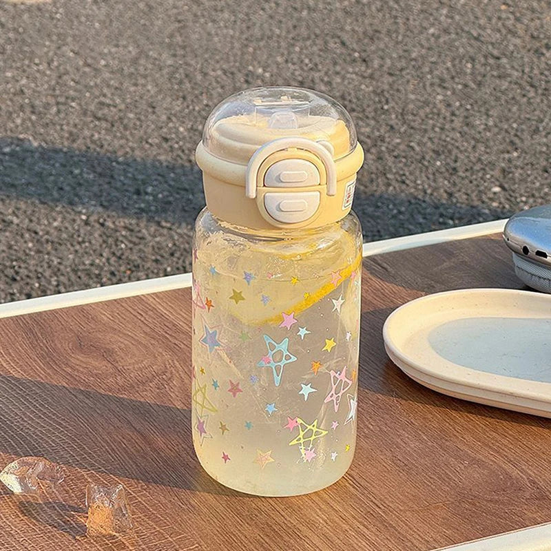 Cute Water Bottle With Straw Portable Plastic Cover Water Cup For Kid Kawaii Bottle Water Leak-Proof Cute Drinking Bottle