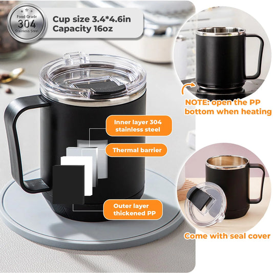 500ML Insulation Cups Thermal Mug with Handle Portable Stainless Steel Bottle Thermal Milk Mug Double Layer Coffee Cup