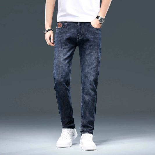 2025 new men's loose (slightly stretchy) jeans, casual and versatile, high and slim straight leg pants that can be worn all year