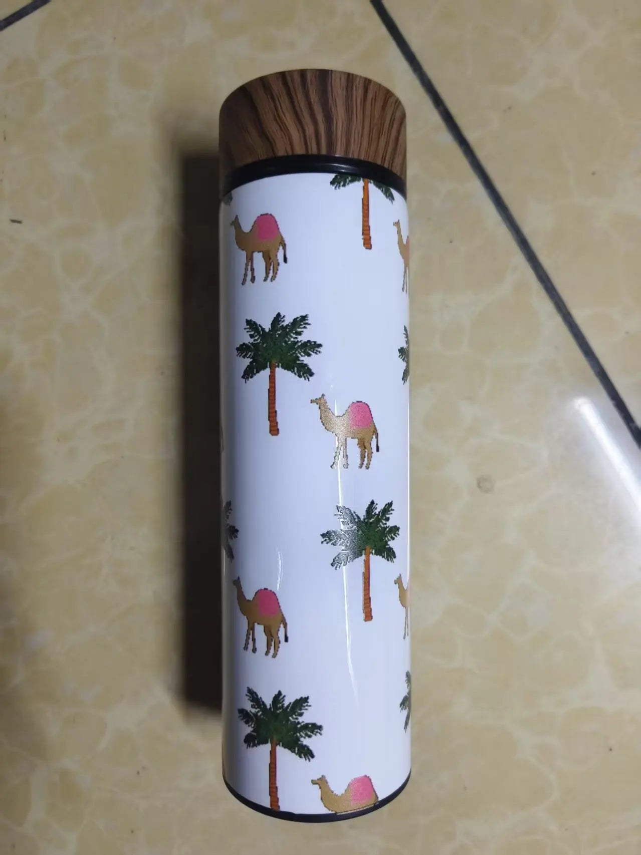 Personalized Coffee Mug Travel Thermos Gift for   iced and hot drinks, Arabian Camel Planet