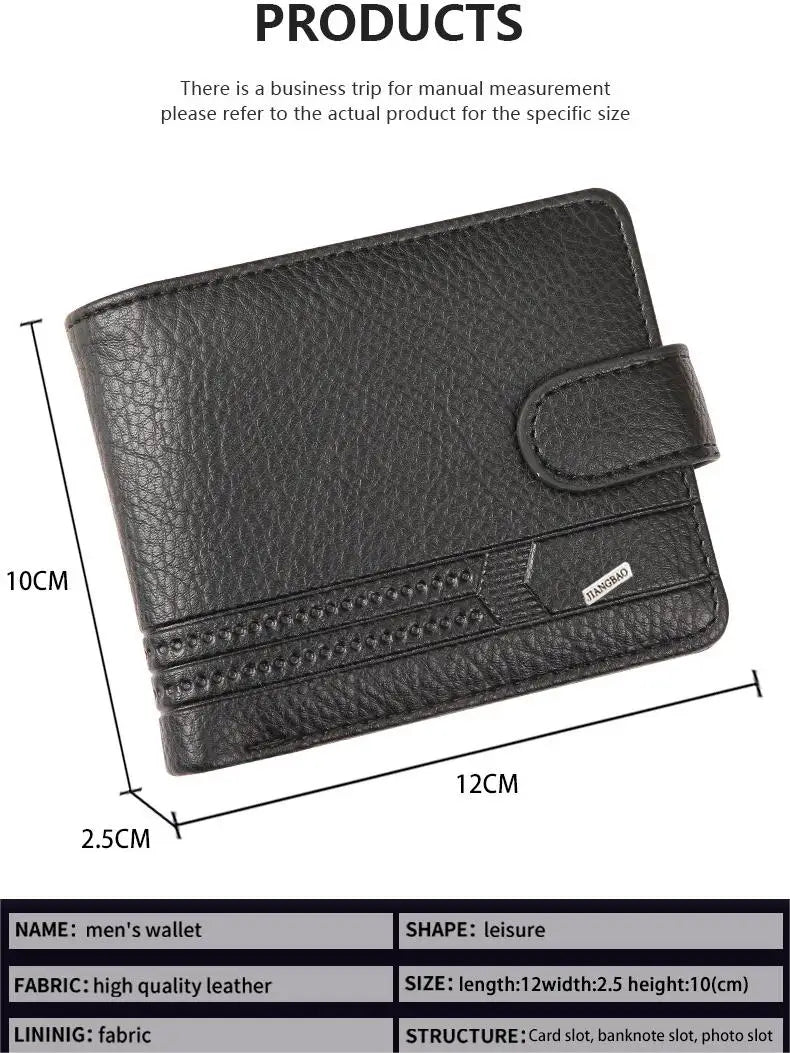Men's Slim Bifold Wallets Leather Multiple Card Holder Purses with Driver License ID Windows Man Short Wallet with Coin Pouch