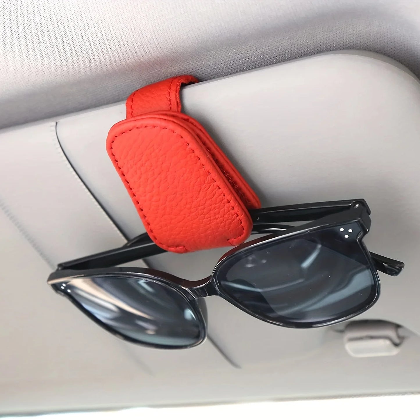 Sunglasses Holders For Car Magnetic Genuine PU Leather Sunglasses Clip For Car Visor Glasses Hanger Clip