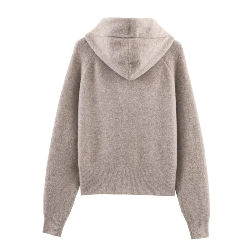 HipSeam Women Hoodie with Contrast Bow Detail Knitted Long Sleeve Ribbed Trims Women's Hoodies Lady Pullovers Female Outerwear