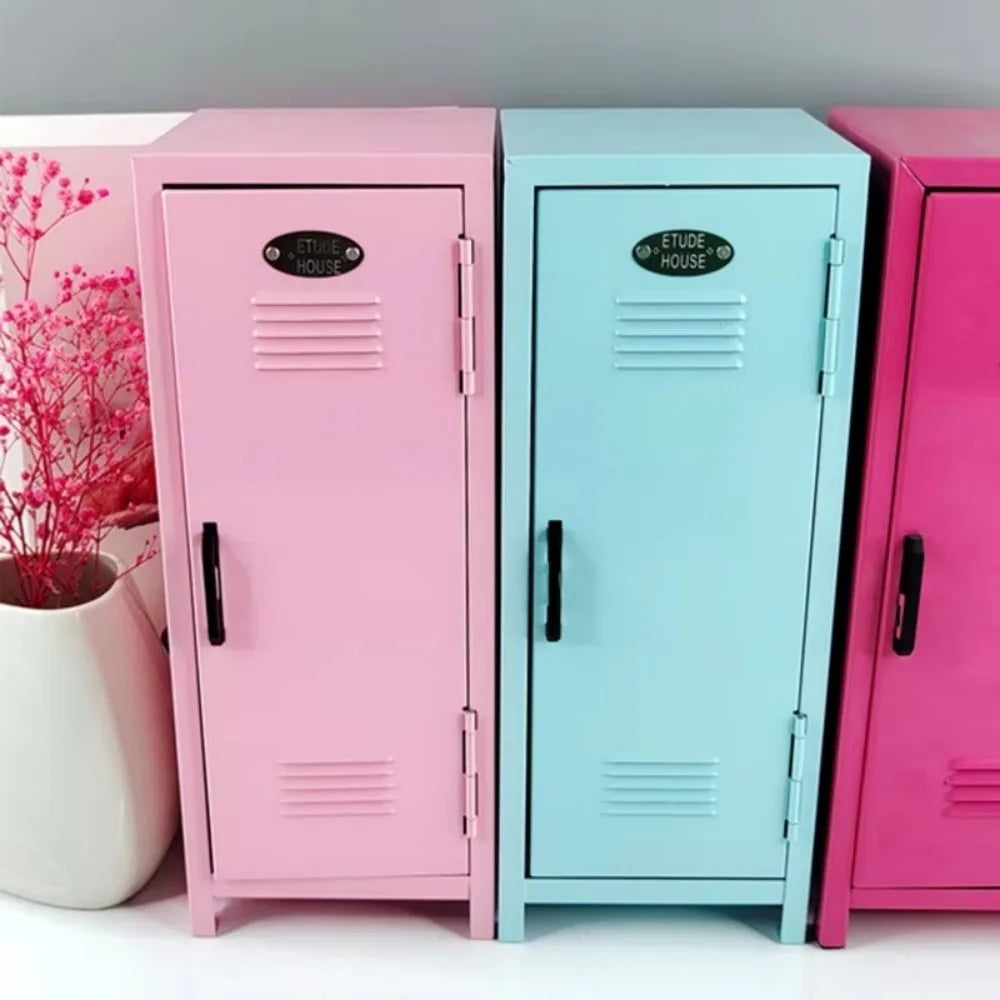 Iron Storage Box Dormitory Storage Cosmetics Paper Money Keys Bank Cards and Other Desktop Small Items Mini Locker Cabinet