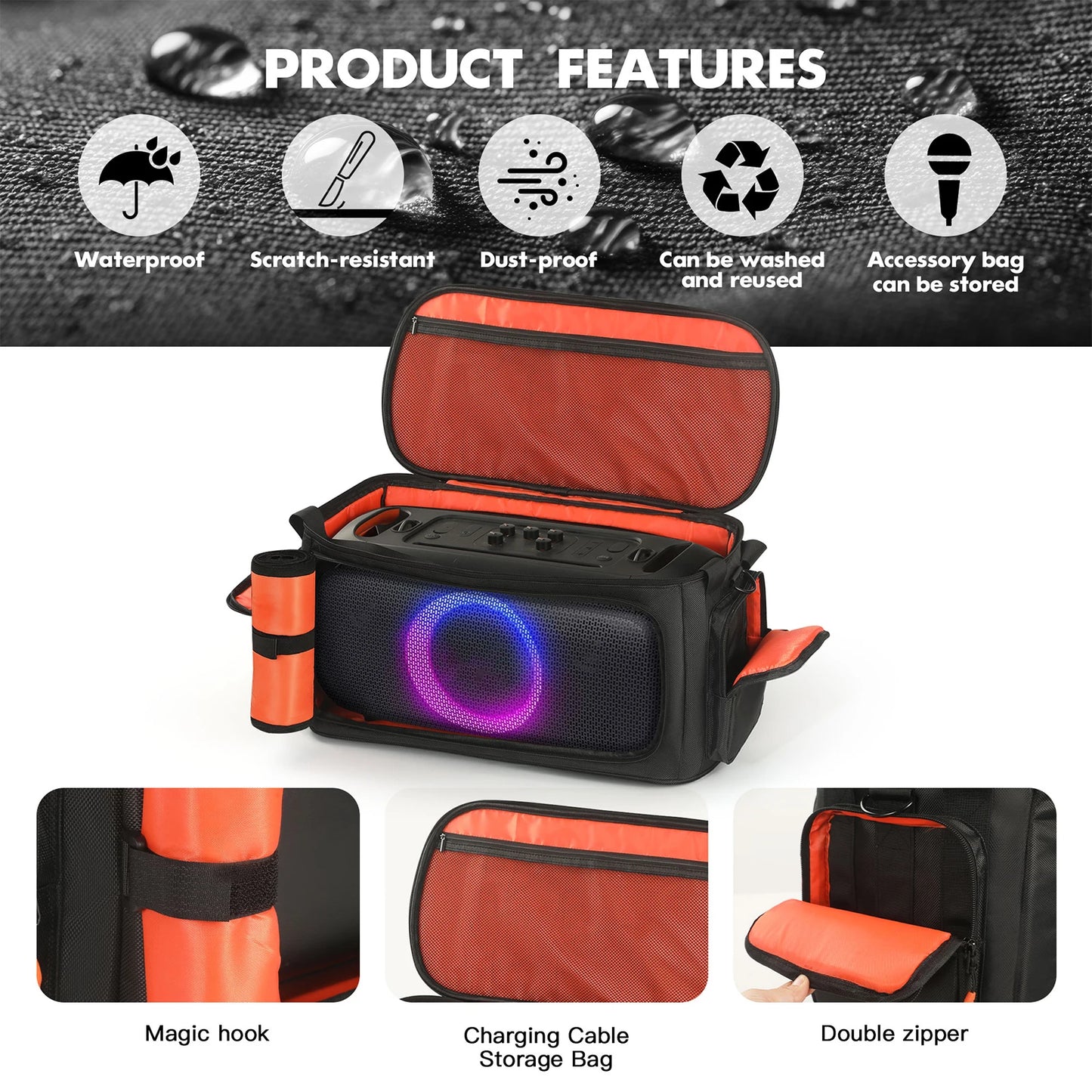 Travel Storage Bag with Shoulder Strap Portable Speaker Carry Tote Bag for JBL PartyBox On The Go 2 Speaker Accessories