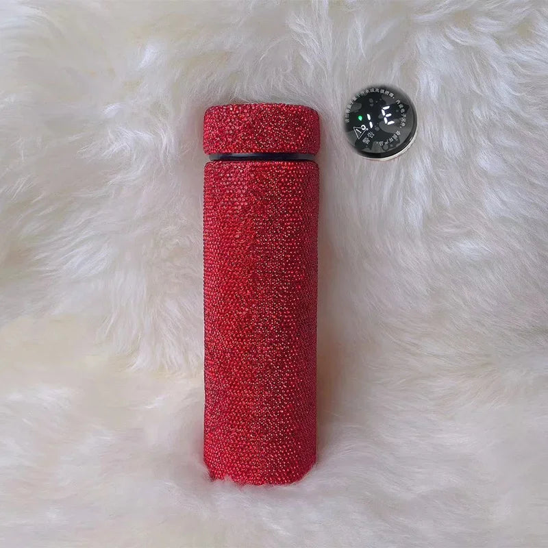 500ml Sparkling Diamond Intelligent temperature display Insulated Cup Stainless Steel Water Bottle Portable Travel Vacuum Flasks