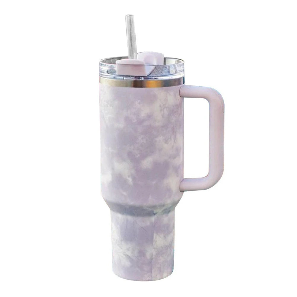 Stainless Steel Thermal Travel Mug 40oz Insulated Water Bottle with Straw Vacuum Insulated Car Mug Thermal Iced Travel Cup