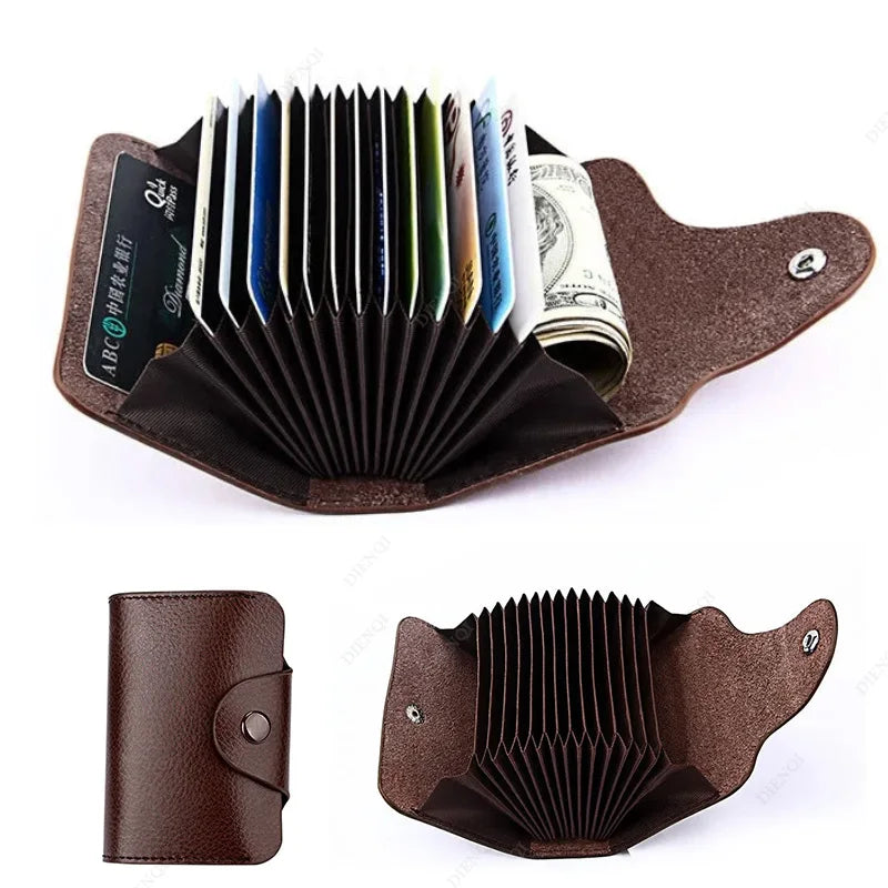 Business Card Holders Wallets Men Women Leather Bank Card Holder Case Money Clips Big Capacity Card Case Minimalist Wallet Purse