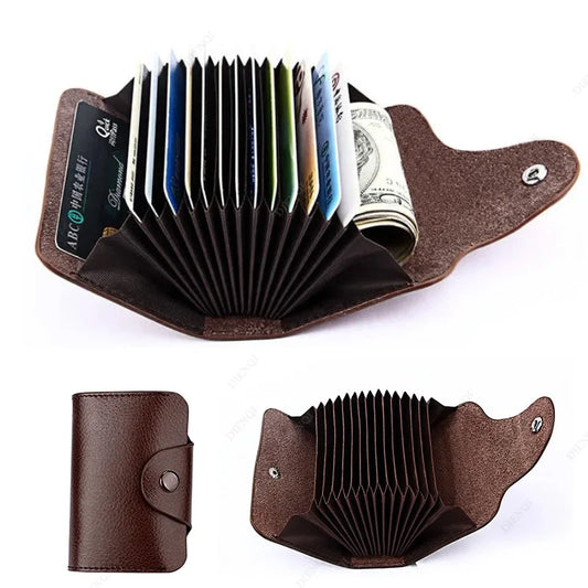 Business Card Holders Wallets Men Women Leather Bank Card Holder Case Money Clips Big Capacity Card Case Minimalist Wallet Purse