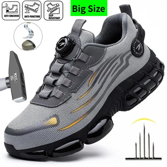 Rotary Buckle Work Safety Shoes For Men and Women Air Soft Sole Lightweight Protective Work Sneakers Men Breathable Boots