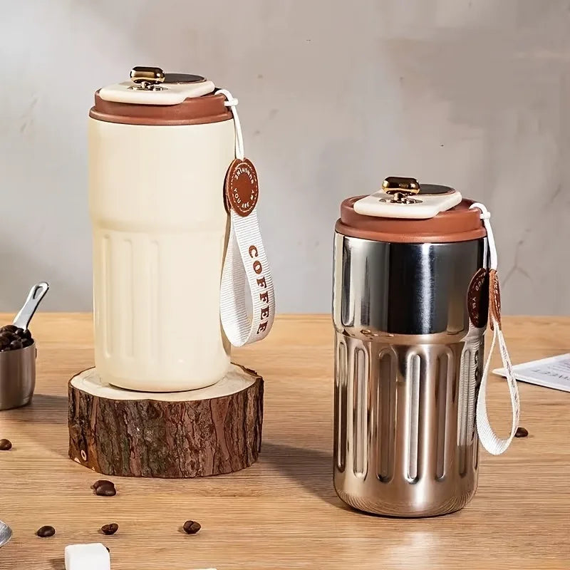 Thermal Cup with Temperature Display Smart Coffee Thermos with Leakproof Flip Lid, Stainless Steel Body Insulated Coffee Mug