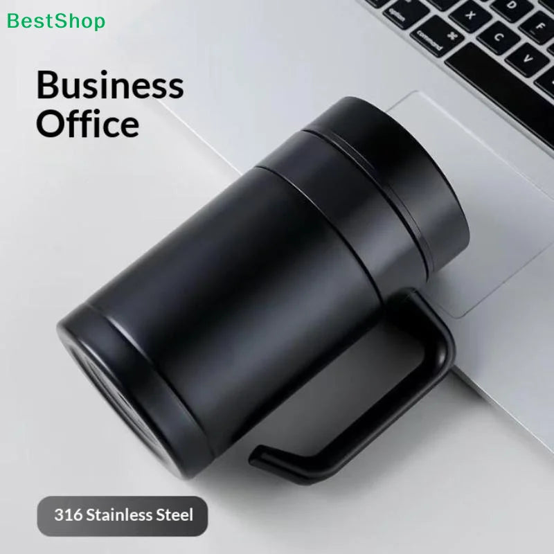 ♥Insulated Stainless Steel Travel Mug with Handle | Double-Wall Thermal Cup for Office & Home