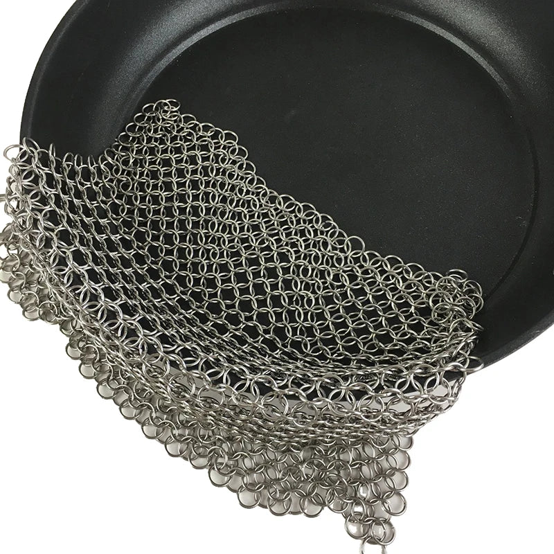 1Pcs Kitchen Cleaning Ring Stainless Steel Cleaner Chainmail Scrubber Accessories Reusable Washing Net Cleaning Tool for Home