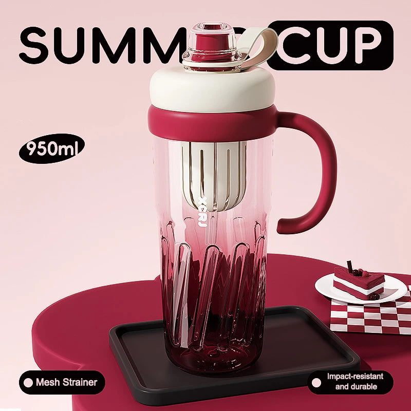 1 Pc Large Capacity Water Bottle - Multiple Styles, Straw Water Bottle for Students, Stylish, Portable for Outdoors, H