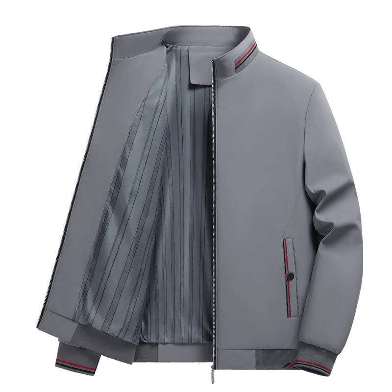 Mens Jacket Casual Fashionable, High Quality Stand Collar Light Outerwear Windproof Comfortable Slim Fit Coat for Walking Sports