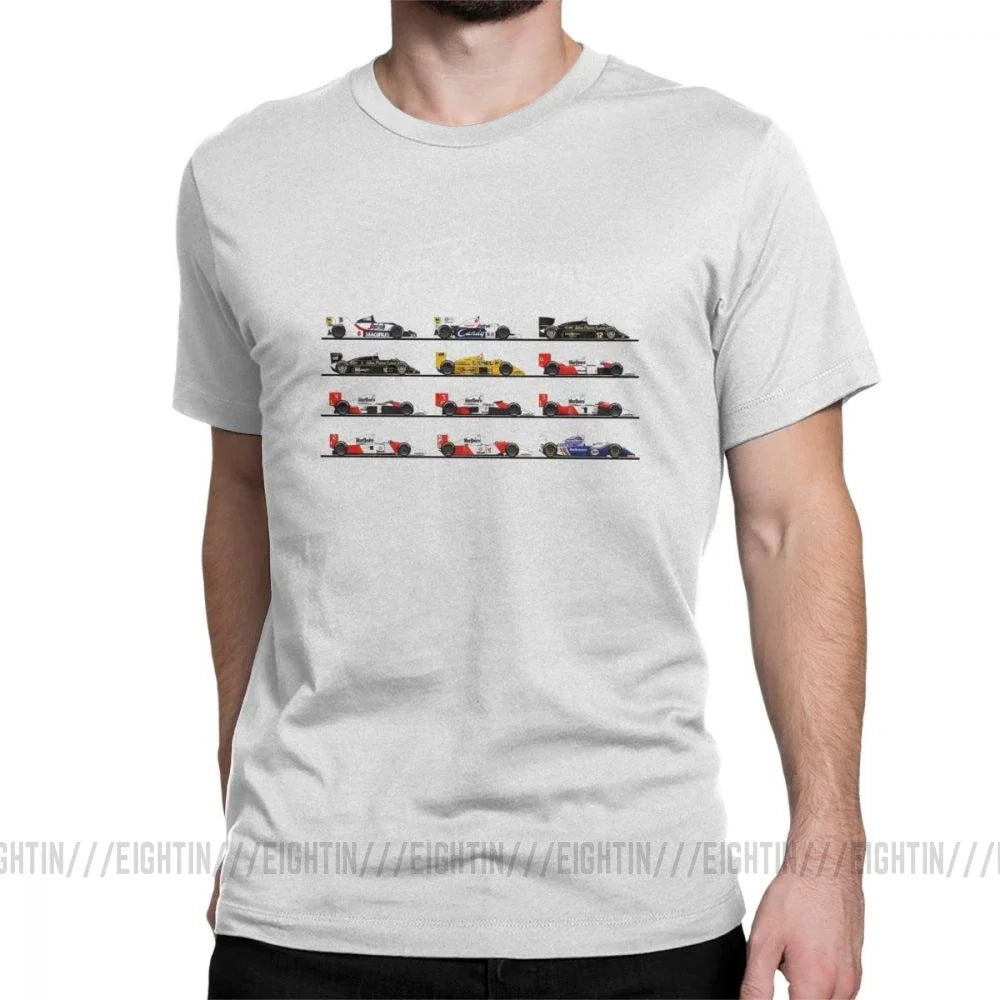 Man's All The Cars Aryton Senna Racing Car T-Shirt Crew Neck Short Sleeve Tops Pure Cotton Tee Shirt Summer T Shirts