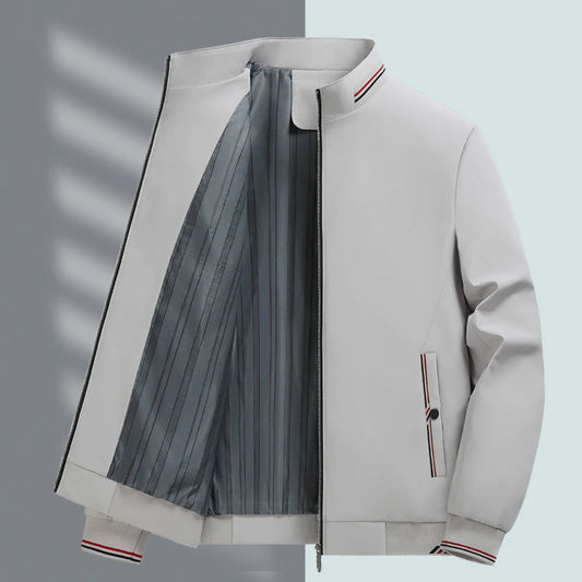 Mens Jacket Casual Fashionable, High Quality Stand Collar Light Outerwear Windproof Comfortable Slim Fit Coat for Walking Sports