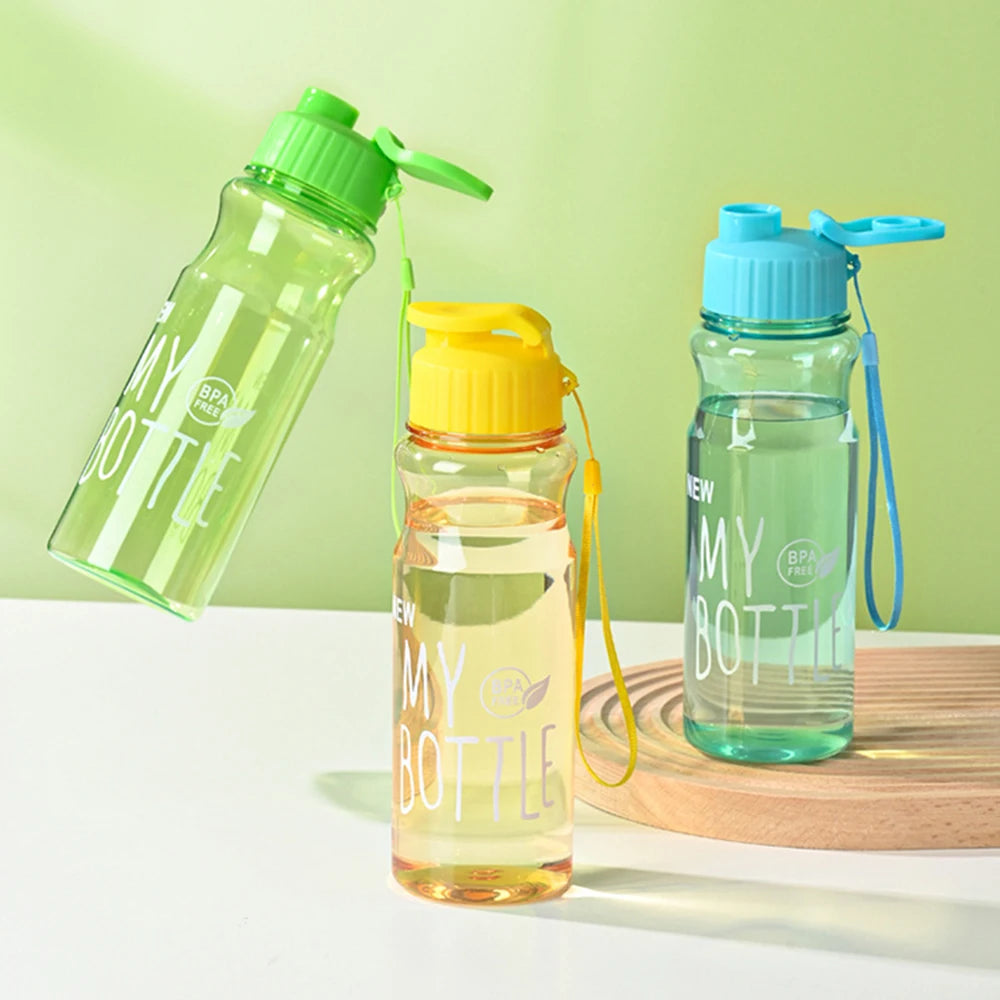550ml Portable Plastic Water Bottle, Transparent Water Cup, Clamshell With Rope Design, Suitable For Fitness, Office, Outdoor
