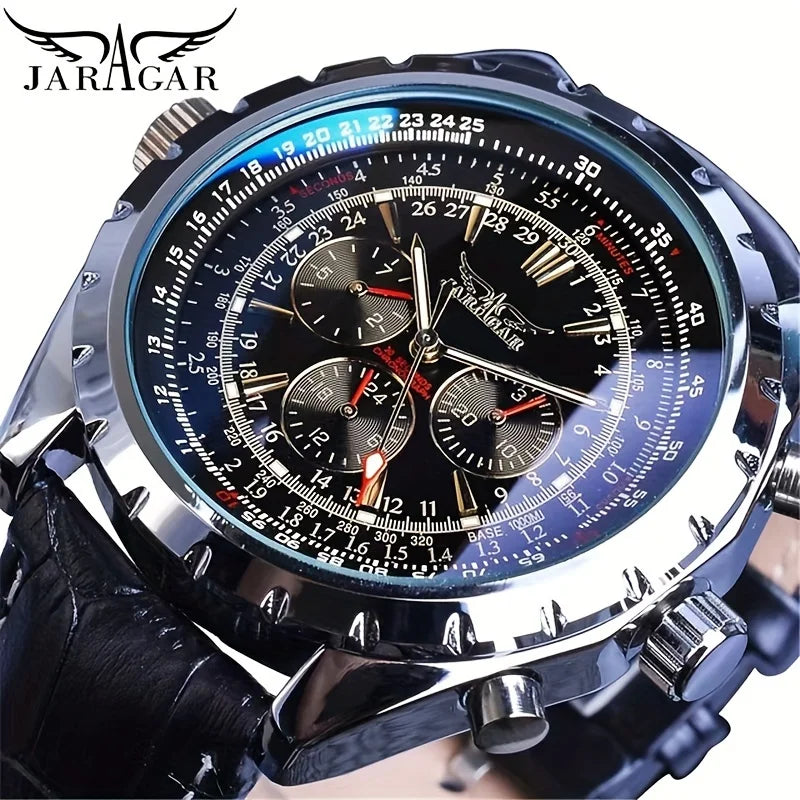 High-End Men's Watch Is a Fashionable and Functional Mechanical Clock, Made of Stainless Steel, with Hollow Design and Large Dial. Its Attractive Appearance Makes Daily Gifts, No Batteries Required, Fashionable Business Casua