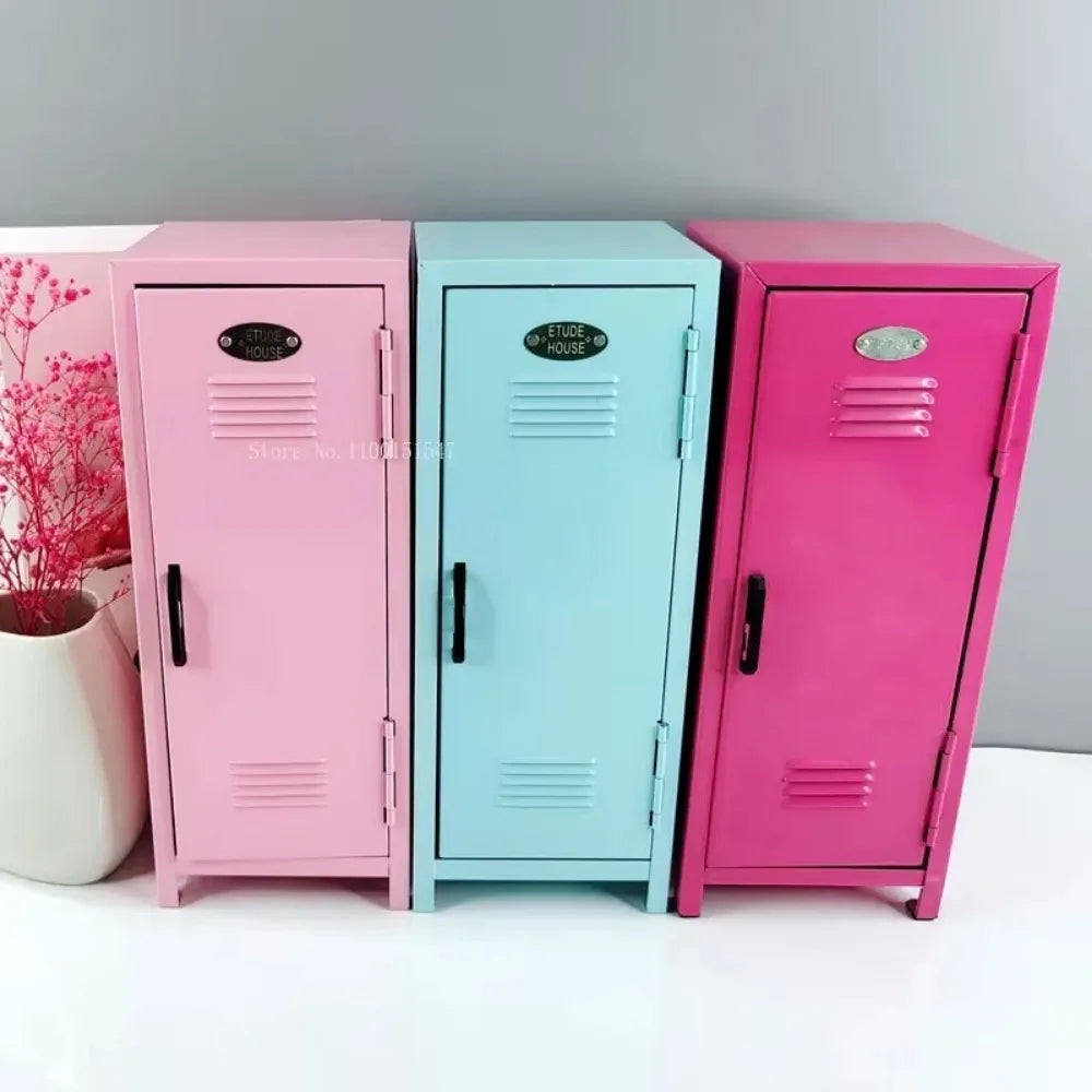 Iron Storage Box Dormitory Storage Cosmetics Paper Money Keys Bank Cards and Other Desktop Small Items Mini Locker Cabinet