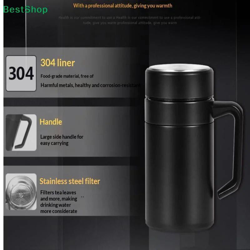 ♥Insulated Stainless Steel Travel Mug with Handle | Double-Wall Thermal Cup for Office & Home