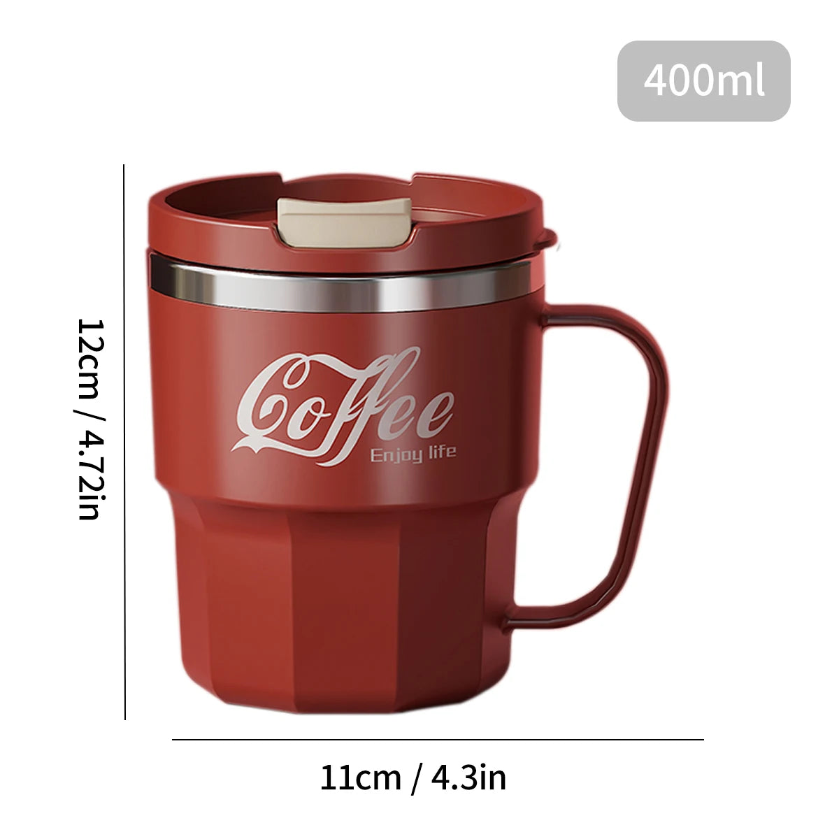 304 Stainless Steel Thermal Water Cup With Handle Portable Double Wall Insulated Mug Sealed Drinking Cup For Cold And Hot Drinks
