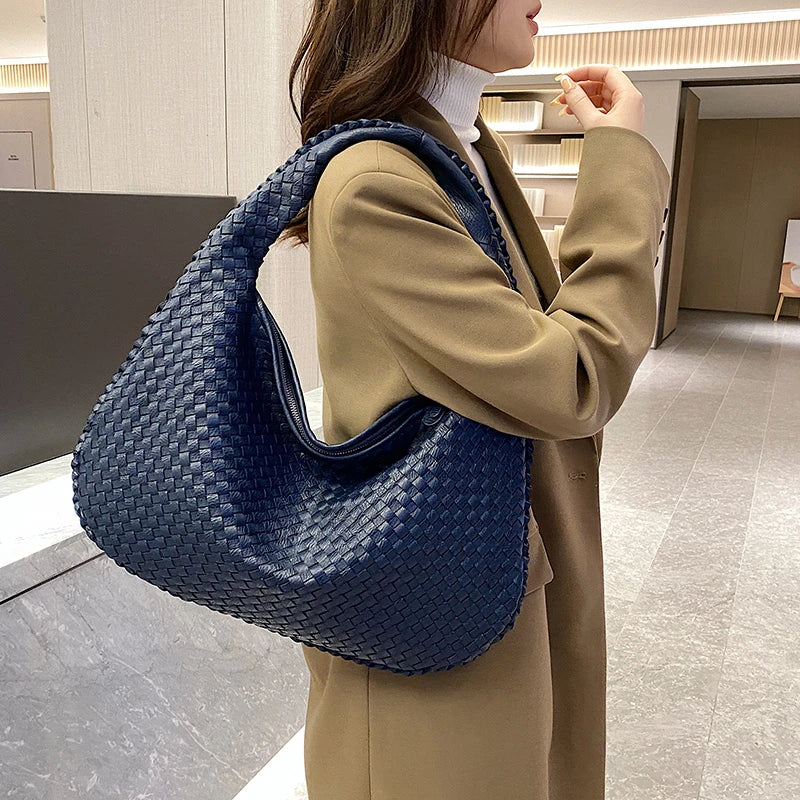 Woven Tote Bag for Women Large Woven Handbag Soft Leather Shoulder Bags Work Shopper Travel Tote Bags Luxury brand Lady Satchel