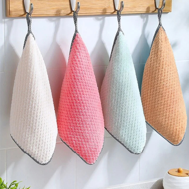 Kitchen Daily Dish Towel Cloth Kitchen Rag Non-Stick Oil Thickened Table Cleaning Cloth Double-Layer Absorbent Microfiber Tools