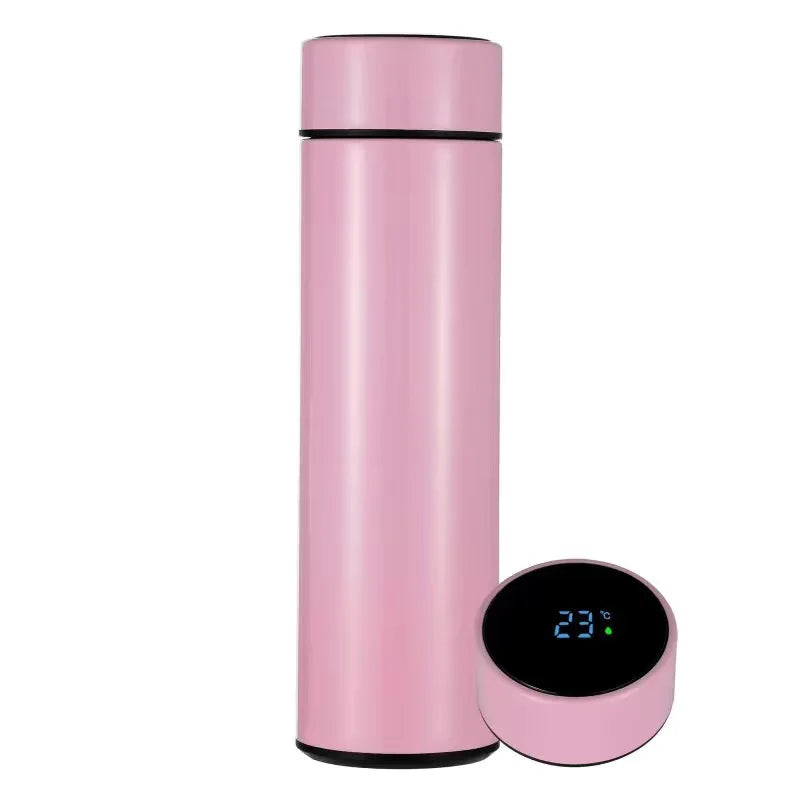 LOGO Name Thermal Bottle with Digital Thermometer 500ml Led Bilayer Flask Vacuum Insulated Bottle Portable Thermos Bottle