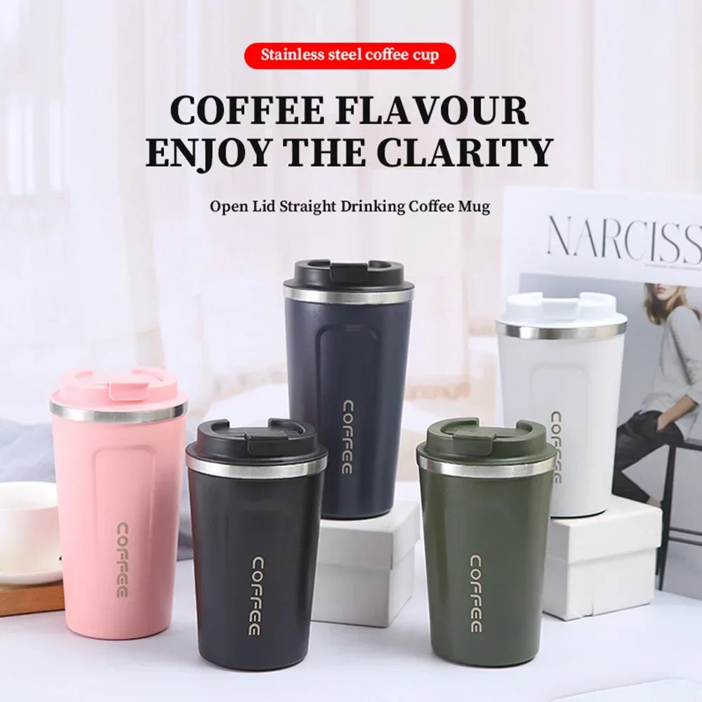 380ML/510ML Vacuum Flasks Travel Coffee Mug Stainless Steel Thermal Mug Leakproof Tea Coffee Cup Car Portable Insulated Bottles