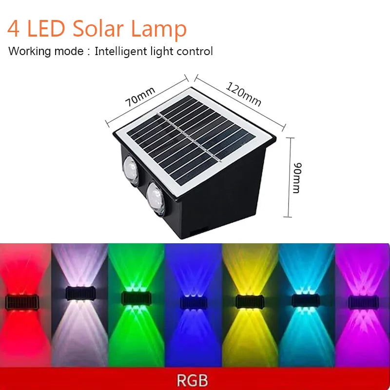 4/6/8LEDs Solar Wall Lamp Yard Street Decor Light Outdoor Waterproof Up and Down Luminous Lighting Garden Landscape Lamp