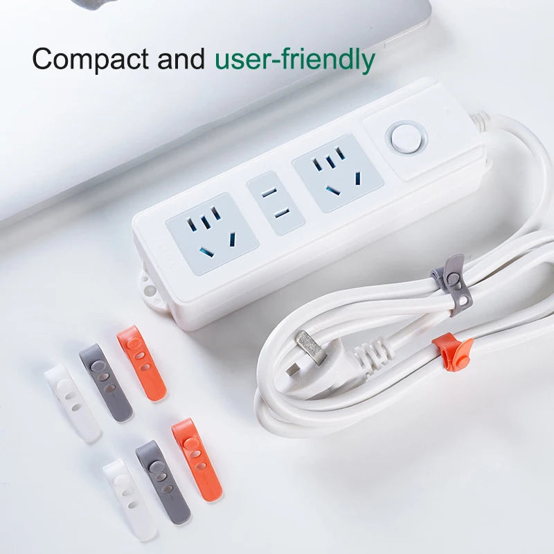 Set of 10 Cable Organizers in Silica, Perfect for Data Line Cable, Earphone and Electrical Wires, Features 3 Slot Cord Winder.
